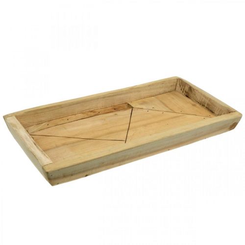 Produkt Taca z drewna Paulownia, donica z geometrycznym wzorem dł.45cm wys.4,5cm