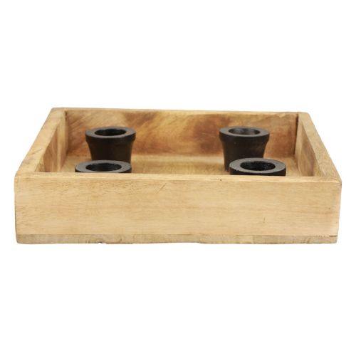 Floristik24 Świecznik Taca drewniana na świecznik w kształcie naturalnego kija 20cm