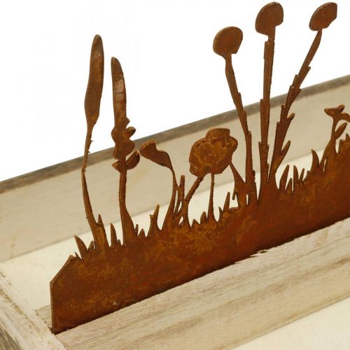 Produkt Taca drewniana wiosenna łąka, dekoracja wielkanocna, taca dekoracyjna stal nierdzewna 35×15cm