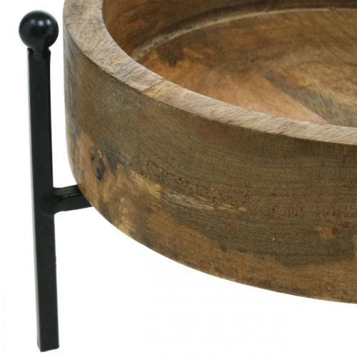 Floristik24 Okrągła drewniana taca, miska z nóżkami, drewniana dekoracja do sadzenia naturalna, czarna Ø19,5 cm W11 cm