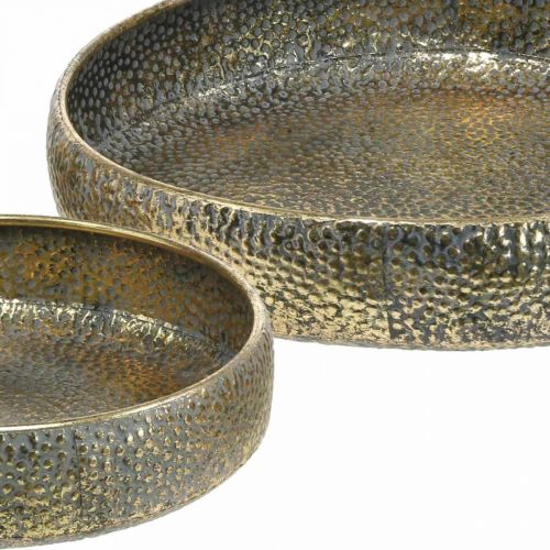 Floristik24 Orientalna metalowa miska, ozdobne naczynie do sadzenia złoty, antyczny wygląd Ø49 / 38cm, komplet 2 szt