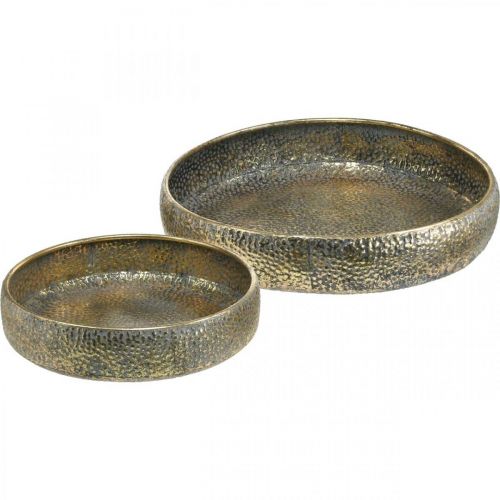 Orientalna metalowa miska, ozdobne naczynie do sadzenia złoty, antyczny wygląd Ø49 / 38cm, komplet 2 szt