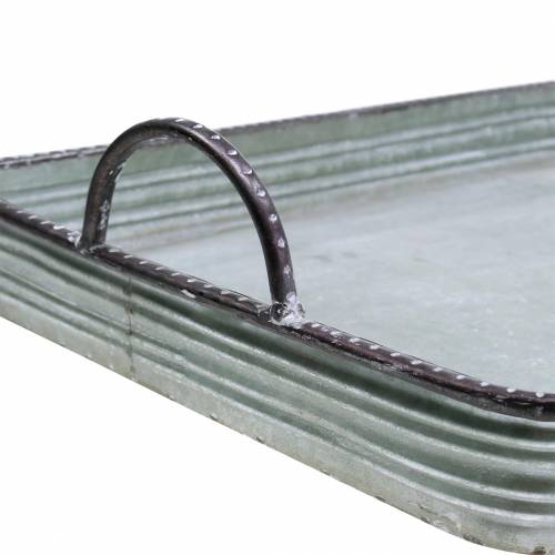 Floristik24 Dekoracyjna taca z uchwytami metal srebrny 30cm/37cm/45cm zestaw 3 szt