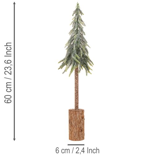 Sztuczna jodła, wykończenie w kolorze lodu, na drewnianej podstawie, dekoracja zimowa, 60 cm | Floristik24.pl