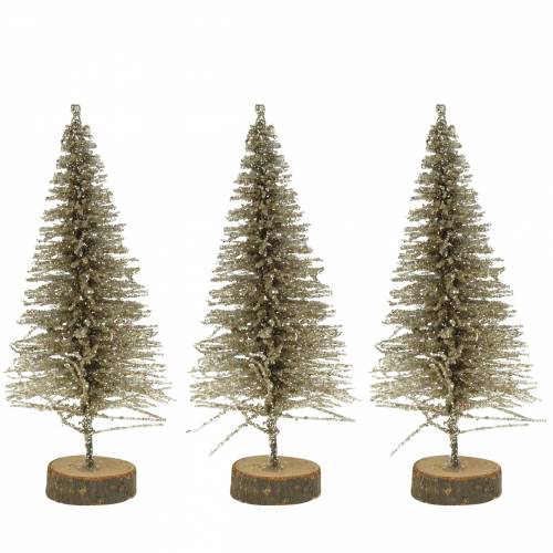 Floristik24 Choinka dekoracyjna brokat szampański 8cm 24 szt