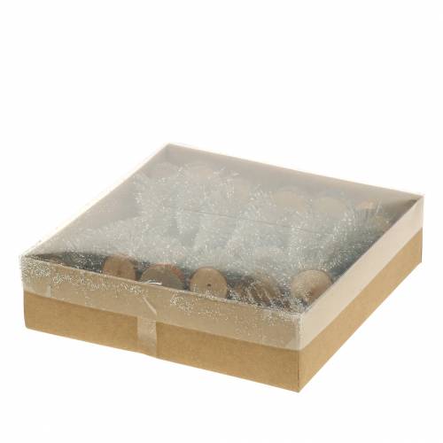 Floristik24 Choinka dekoracyjna brokat szampański 8cm 24 szt