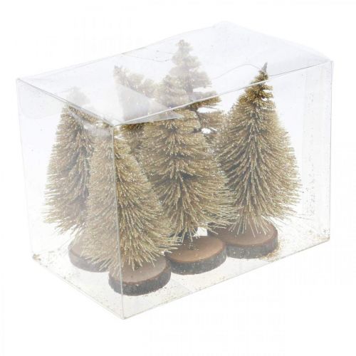 Produkt Mini choinki dekoracja stołu złota dekoracja świąteczna wys.7cm 6szt