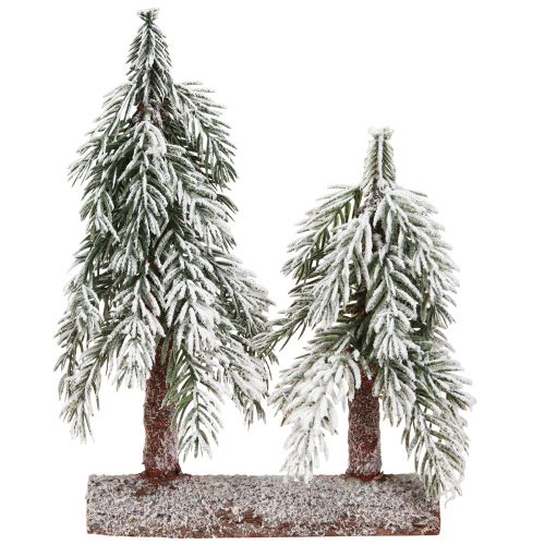 Produkt Ozdoba choinkowa zielono-biała zimowa na drewnianej podstawie wys. 28cm