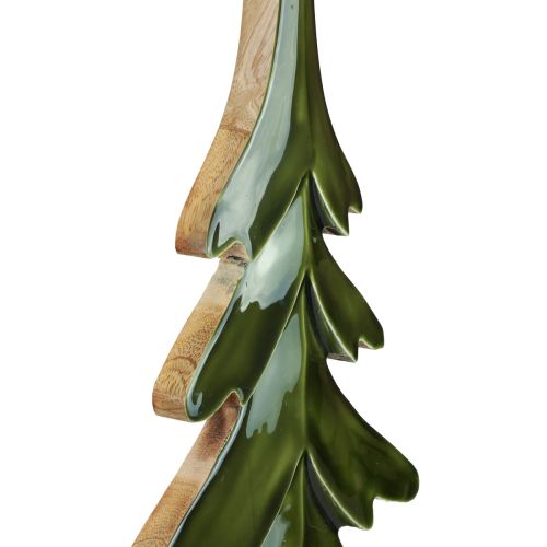 Drewniana dekoracja choinkowa błyszcząca zieleń 22,5x5x50cm