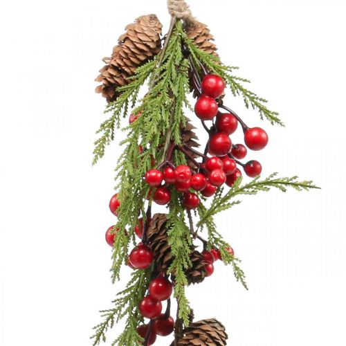 Floristik24 Wieszak na choinkę z jagodami i szyszkami 55cm