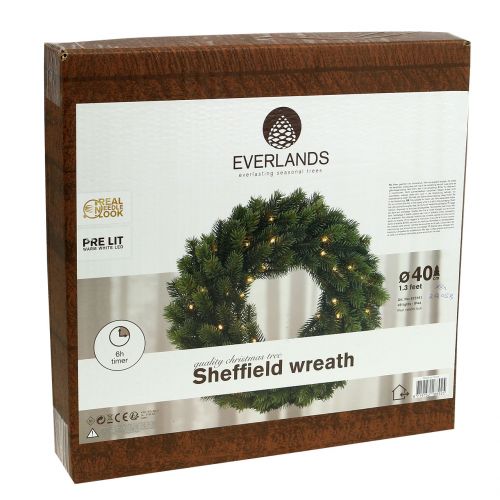 Floristik24 Wianek z lampek LED Zielony Ø40cm 49L