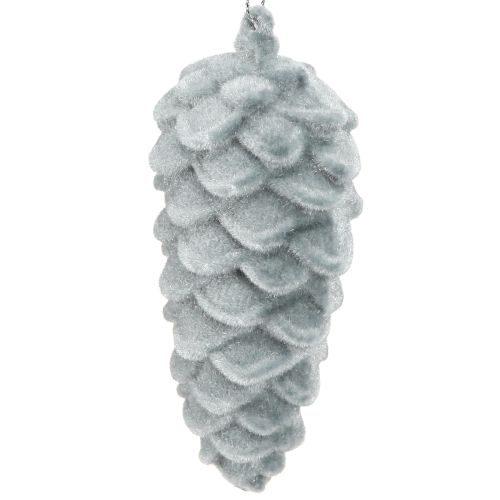 Szyszki ozdobne szare flokowane 11,5cm 6 szt.