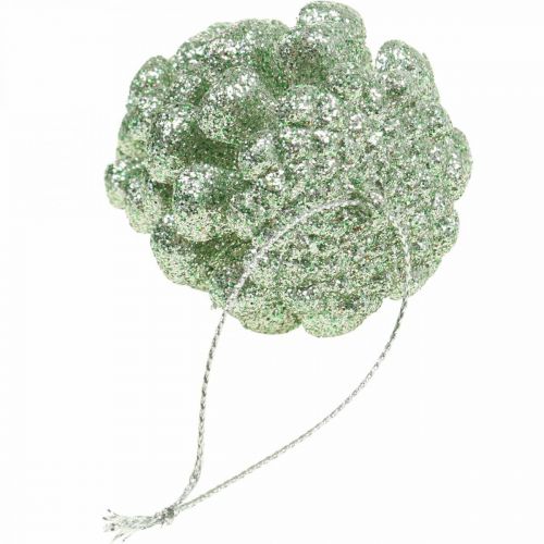 Floristik24 Ozdoby choinkowe deco szyszki brokatowe miętowe H7cm 6szt