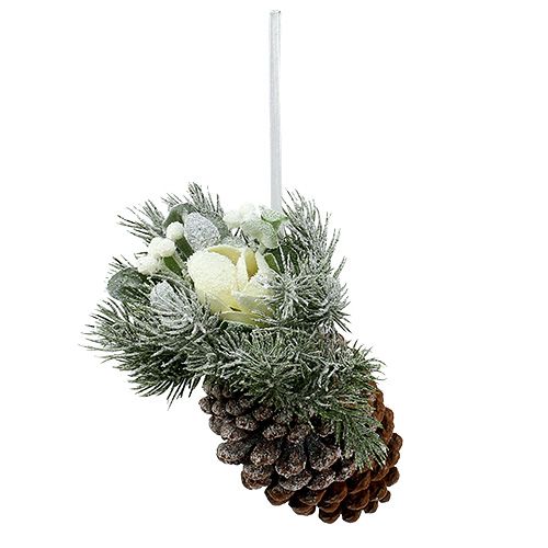 Floristik24 Szyszka jodłowa z Deco do zawieszenia biała 25cm - 30cm