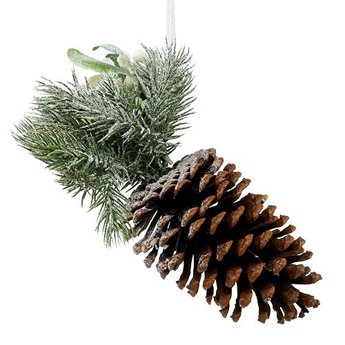 Floristik24 Szyszka jodłowa z Deco do zawieszenia biała 25cm - 30cm