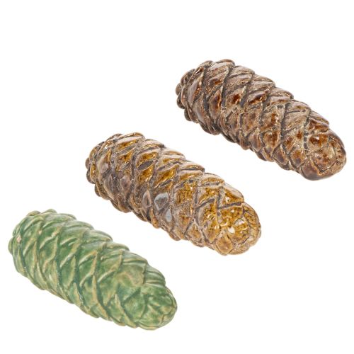 Ceramiczna ozdoba w kształcie szyszki, dekoracja stołu, jesień, 14 cm, 3 sztuki kupić | Floristik24.pl