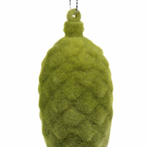 Floristik24 Szyszki dekoracyjne flokowane zieleń mchu 9,5cm/8cm 12 szt