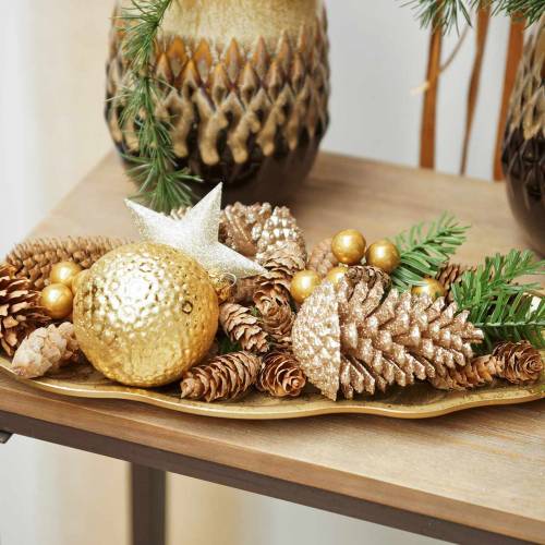 Produkt Szyszki sosnowe złote, brokatowe 13cm 4 szt. Ozdoby choinkowe