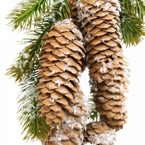 Floristik24 Jodłowa zieleń z szyszkami, dekoracja zimowa, gałązka jodły do zawieszenia, dekoracja ze śnieżnego stożka L33cm