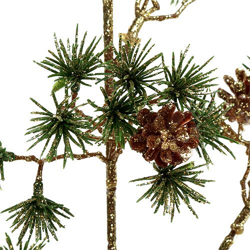 Floristik24 Gałązka jodły zielona, złoty brokat 46cm
