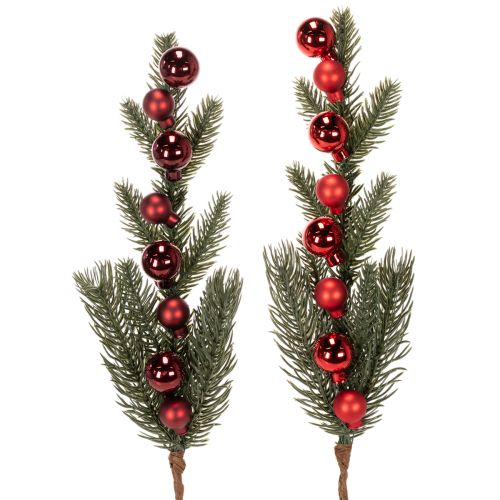 Sztuczna gałązka jodły z bombkami, 48 cm, 2 szt. kupić | Floristik24.pl