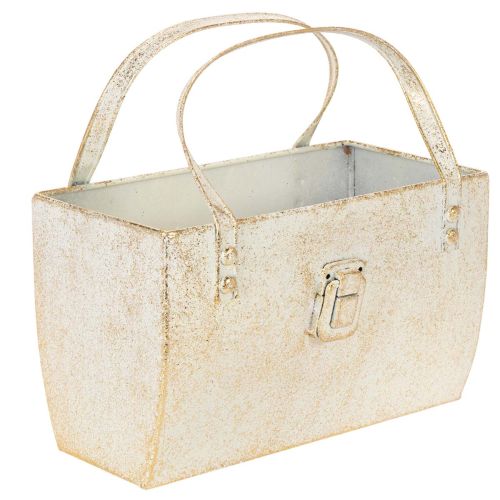 Torebka metalowa, pojemnik dekoracyjny, prostokątny, 26 cm, złoty kupić | Floristik24.pl