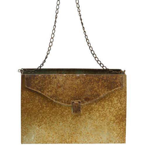 Floristik24 Planter Bag with Chain Metal Grey / Rust H21cm