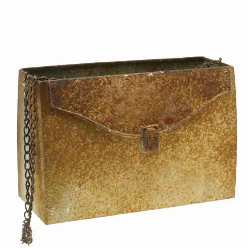 Floristik24 Planter Bag with Chain Metal Grey / Rust H21cm