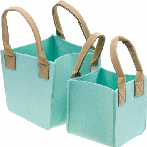 Deco Cachepot Felt Mint Green Filcowy kosz z uchwytami Felt Deco Zestaw 2