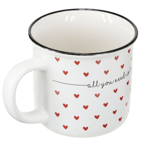 Produkt Kubek ceramiczny z serduszkami biało-czerwony Ø9cm H9cm