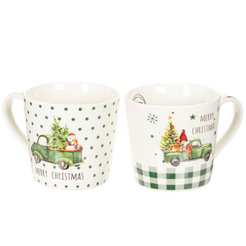 Kubek ceramiczny Merry Christmas motyw samochodu świątecznego 10cm 2 szt.