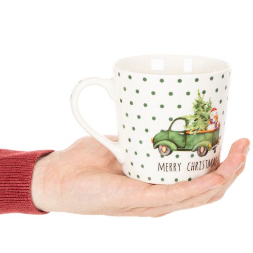 Kubek ceramiczny Merry Christmas motyw samochodu świątecznego 10cm 2 szt. | Floristik24.pl