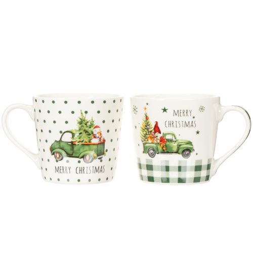 Kubek ceramiczny Merry Christmas motyw samochodu świątecznego 10cm 2 szt. | Floristik24.pl