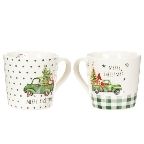 Kubek ceramiczny Merry Christmas motyw samochodu świątecznego 10cm 2 szt. | Floristik24.pl