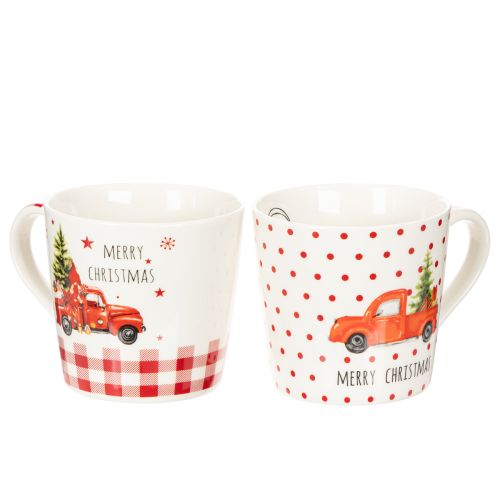 Kubek świąteczny z samochodem i choinką, kubki ceramiczne, 10cm, 2 sztuki kupić | Floristik24.pl