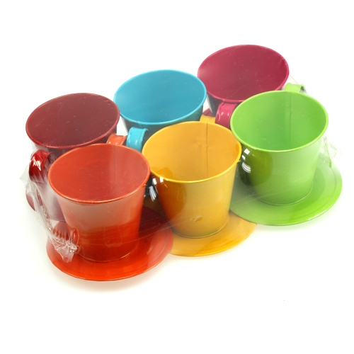 Floristik24 Kubek z talerzykiem Ø9cm H8cm 6szt. różne kolory