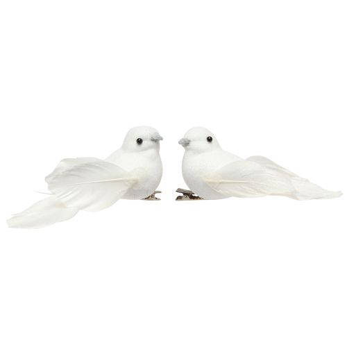 Produkt Para gołębi z klipsem dekoracja ślubna gołębie ozdobne 10cm 2 szt