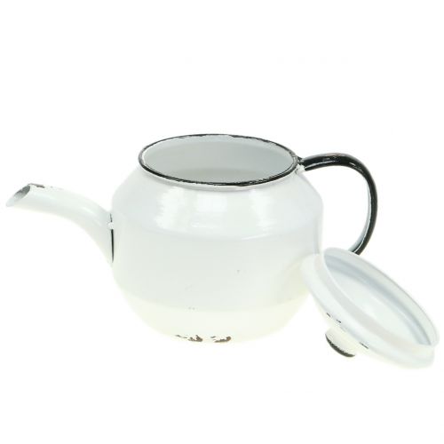 Floristik24 Czajniczek metalowy Vintage Biały, Czarny H14cm