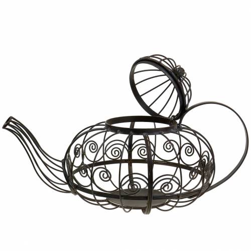 Floristik24 Dekoracyjna doniczka do czajnika metalowa ciemnobrązowa Ø28cm W24cm