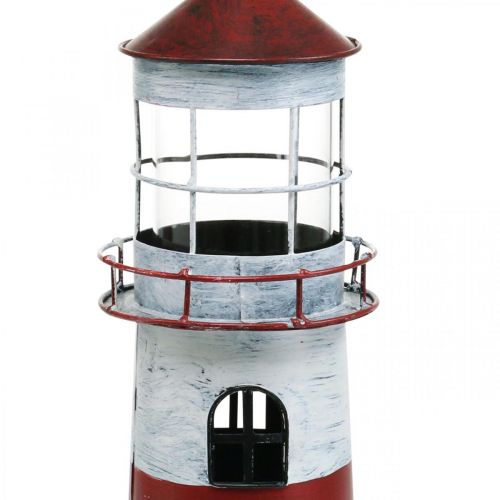 Floristik24 Podgrzewana latarnia metalowa dekoracja morska czerwona, biała Ø14cm W41cm