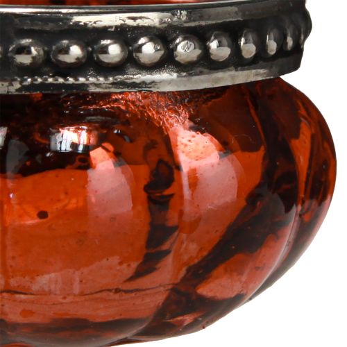 Produkt Szklanka do podgrzewaczy w kolorze antycznego czerwono-srebrnego z metalową obwódką Ø6cm W3,5cm