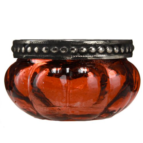 Produkt Szklanka do podgrzewaczy w kolorze antycznego czerwono-srebrnego z metalową obwódką Ø6cm W3,5cm