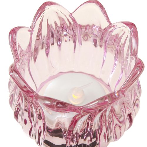 Floristik24 Szklana latarnia kwiatowa na tealighty 3 kolory Ø7cm W7cm 6szt