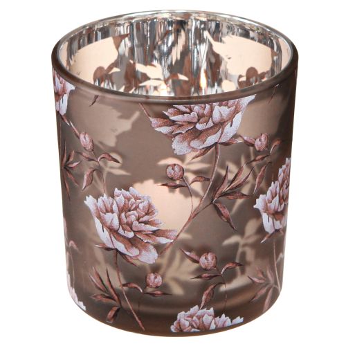 Produkt Dekoracja stołu ze szkła tealight goździki brązowo-srebrne wys. 8cm 4 szt