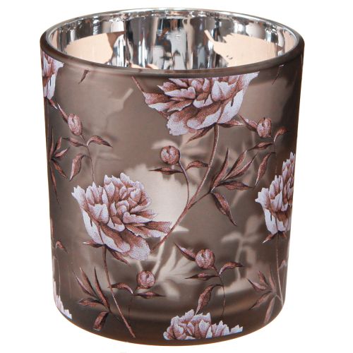 Produkt Dekoracja stołu ze szkła tealight goździki brązowo-srebrne wys. 8cm 4 szt