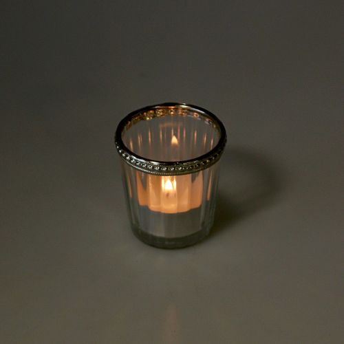 Floristik24 Słoik na tealight antyczny z metalową obręczą Ø6cm H6cm 4szt.