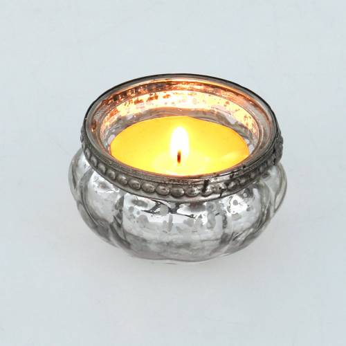 Produkt Słoik na tealight antyczne srebro z metalową obręczą Ø6cm H3,5cm