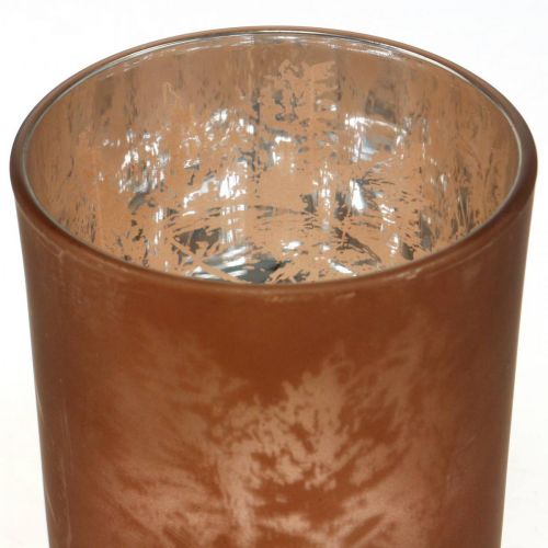 Floristik24 Lampion szklany, szklanka tealight z motywem liści, dekoracja jesienna Ø8cm W9cm 2szt