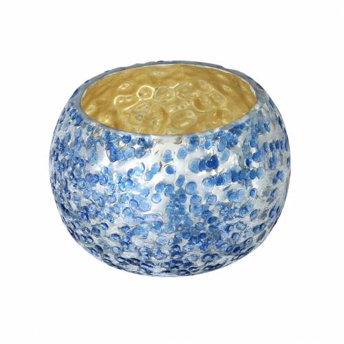 Szklana Latarnia Srebrna Niebieska Ø8,5 cm W6 cm