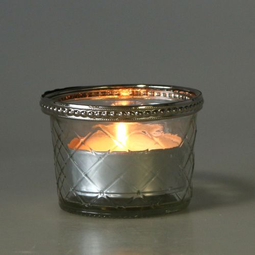 Floristik24 Tealight Jar Rhombus z metalową obręczą Ø8cm H5,5cm 4szt.